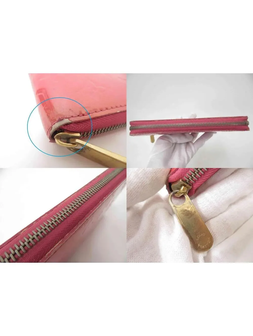 $970 Louis Vuitton Vernis Zippy Wallet Rose Litchi - Picture 10 of 15
